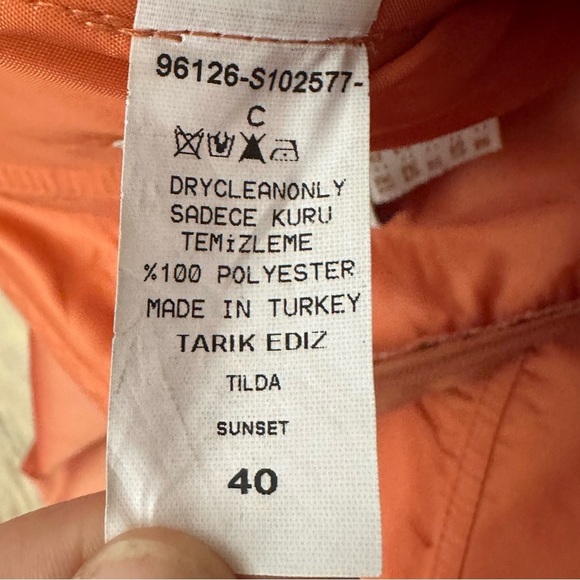 NWT Tarik Ediz Tilda Sunset Orange Asymmetrical Wrap Gown size 40 - Picture 10 of 10